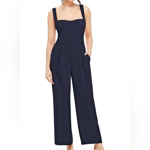 Gal Meets Glam 0P Nicole Navy Blue Sweetheart Jumpsuit - Picture 2 of 11